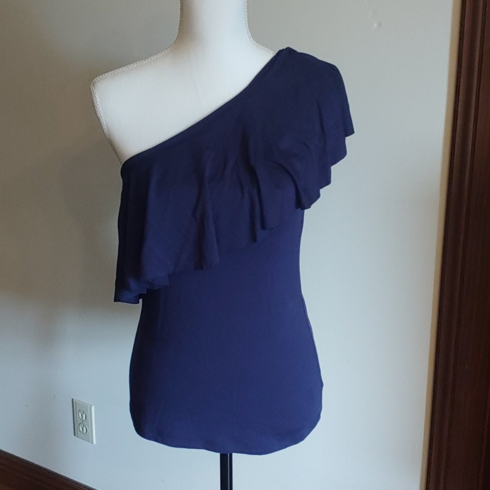 Navy one shoulder shirt